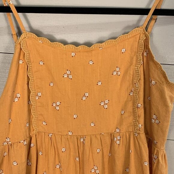 Aeropostale yellow mini ruffle ditzy floral print dress 100% cotton size Med - Picture 4 of 7